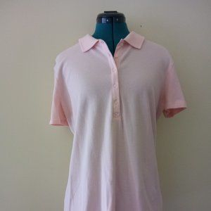 Faded Glory Polo, Peach, 5 Button Front,  28" Length, LG (12-14)